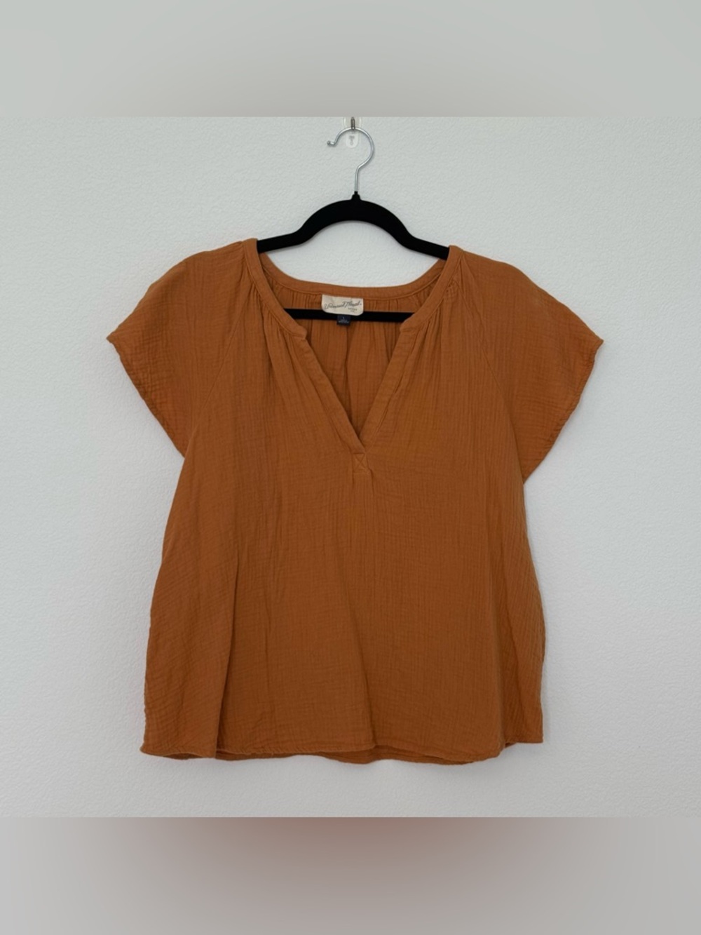 Universal Thread Orange Flutter Sleeve Cotton Blouse